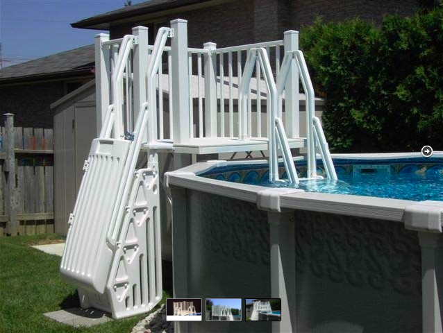 Vinyl Works 5'x5' Resin Pool Deck Kit with Step and Fencing