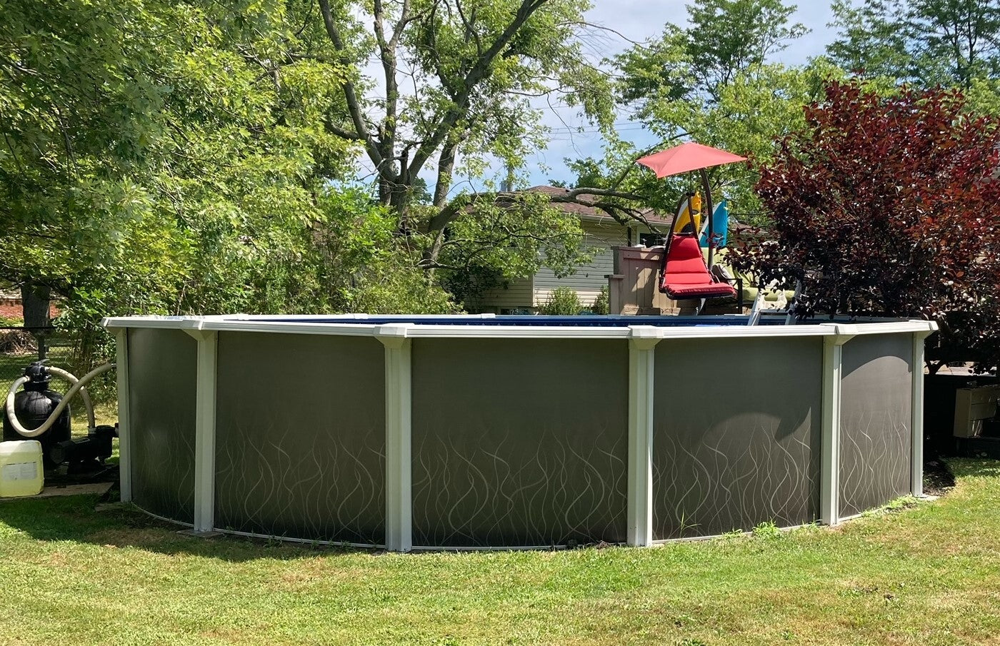 Deluxe Salt Friendly Above Ground Pool Package-Latte and Tempest wall Patterns
