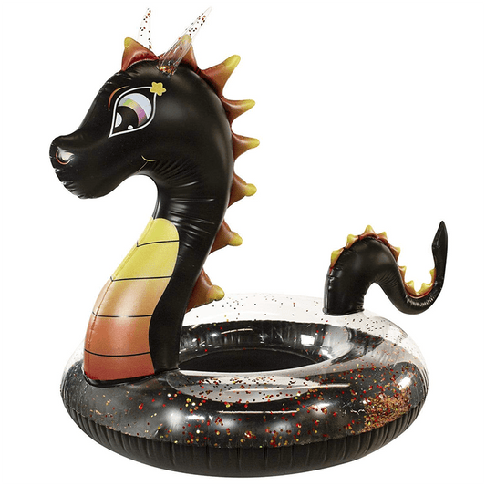 GLITTER DRAGON - 48" JUMBO BLACK GLITTER TUBE WITH MATCHING DRINK FLOAT